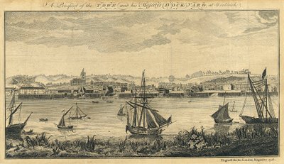 Een uitzicht op de stad en de scheepswerf van Zijne Majesteit in Woolwich door Unknown artist