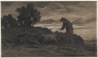 Een Herder met Zijn Kudde door Unknown artist