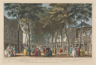 Een Uitzicht op het Orkest met de Muziekband, de Grote Wandelgang, enz. in Marybone Gardens door Unknown artist