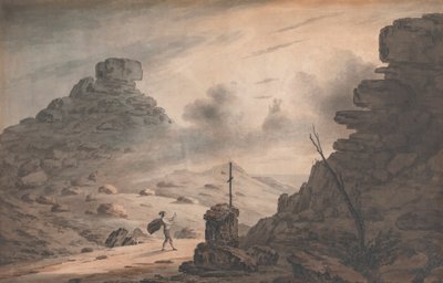 Een Uitzicht op de Vallei van Stenen, Devon, met een scène uit de Storm, Act 1 door Unknown artist