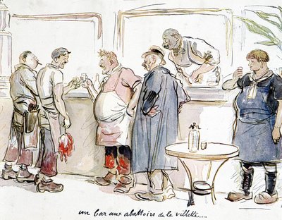 Een bar bij de slachthuizen van de Villette in Parijs door Unknown artist