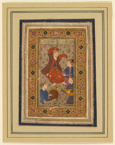 Een dansende derwisj en drie muzikanten, uit een Divan (Verzamelde Gedichten) van Urfi door Unknown artist