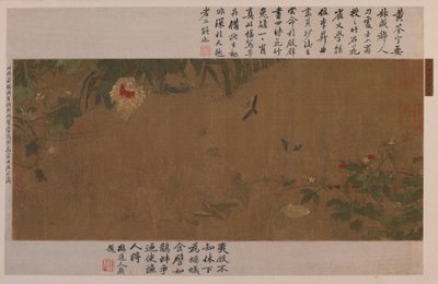 Een Tuinstuk: Bloemen, Vechtende Sprinkhanen, Mieren en Andere Insecten door Unknown artist