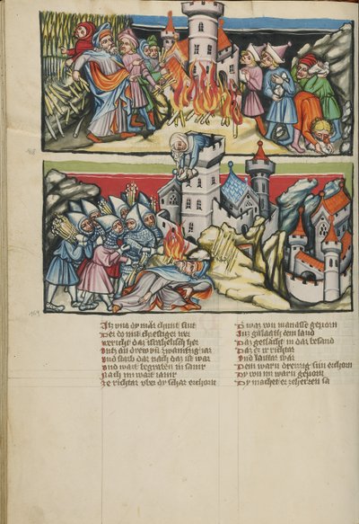 Abimelech vernietigt Sichem; Abimelech gedood door de vrouw van Thebe door Unknown artist