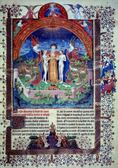 Adam en Eva in het Aards Paradijs Miniatuur uit 
