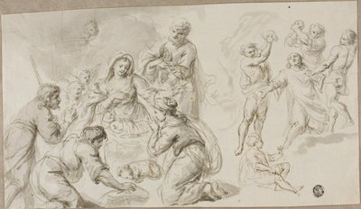 Aanbidding van de Herders; Steniging van Sint Stefanus door Unknown artist