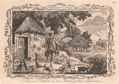 Alexander Selkirk op het eiland Juan Fernandes door Unknown artist