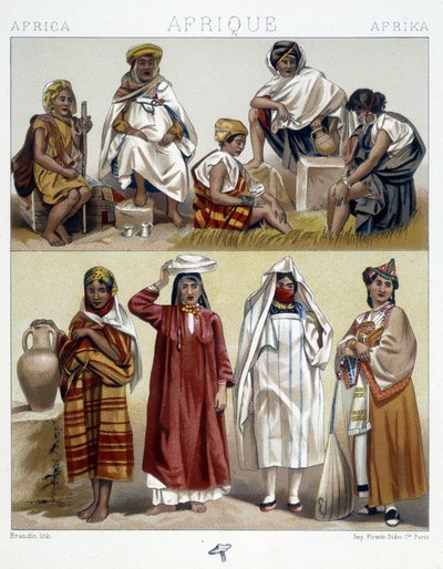 Algerije en Tunesië, volkskostuums - in "Le costume historique" door Racinet door Unknown artist