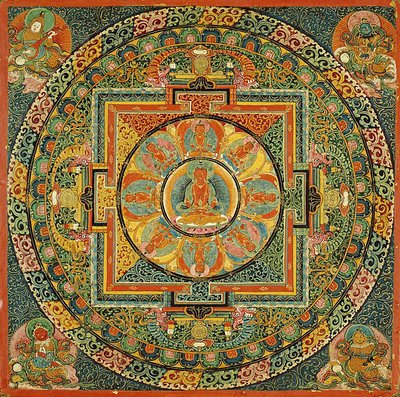 Altaartafel met mandala van Amitayus, de Boeddha van het Oneindige Leven door Unknown artist