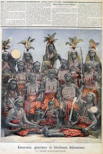 Amazones, krijger en Dahomeaanse fetisjisten (uit het huidige Benin), uit de acclimatisatietuin - in 