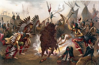 Amerikaanse Indiaanse ritueel: Sioux oorlogsdans door Unknown artist