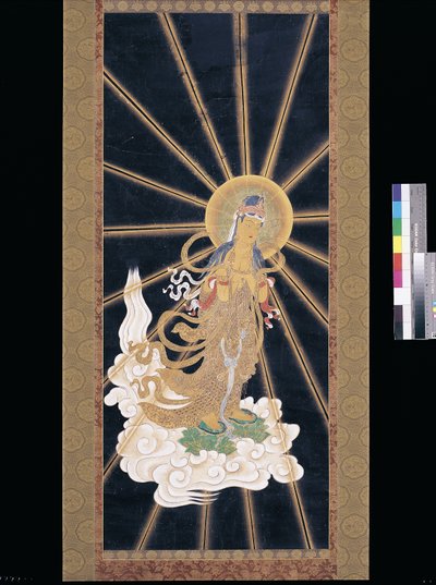 Amitabha (Amida) triade die uit de hemel neerdaalt door Unknown artist