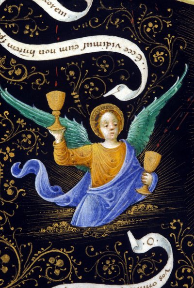 Engel die twee kelken vasthoudt. Miniatuur van Belbello da Pavia door Unknown artist