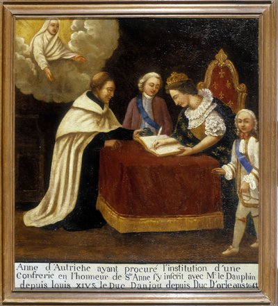 Anna van Oostenrijk, die de oprichting van een broederschap ter ere van Sint Anna had voorzien, voegde deze samen met de dolfijn en de hertog van Anjou (nu Lodewijk XIV en hertog van Orléans, genaamd Monsieur) door Unknown artist