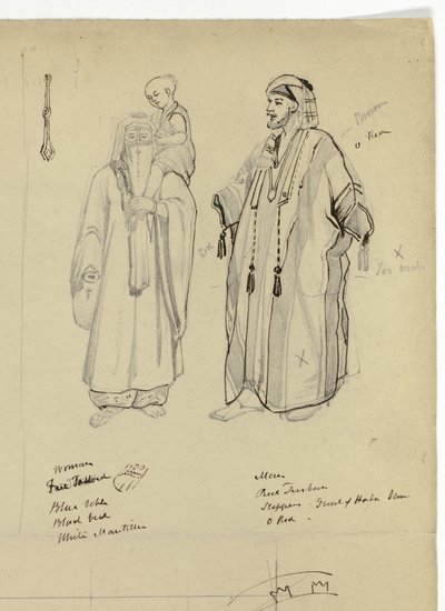 Arabische Man, Vrouw en Kind door Unknown artist