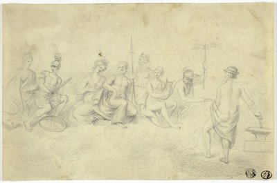 Vergadering van goden en godinnen op de berg Olympus door Unknown artist