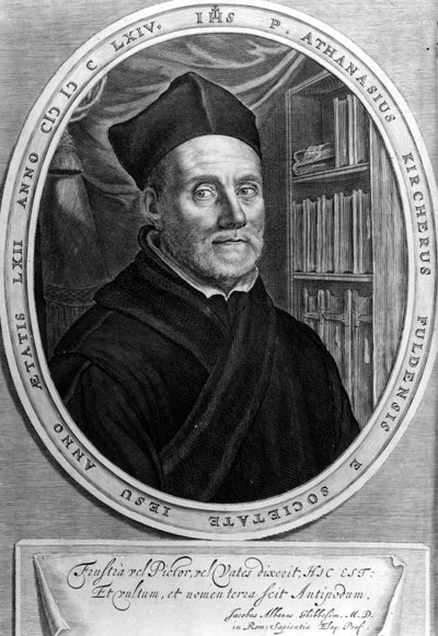 Athanasius Kircher (1601 - 1680), jezuïet, oriëntalist en Duitse geleerde - Gravure 18e eeuw door Unknown artist
