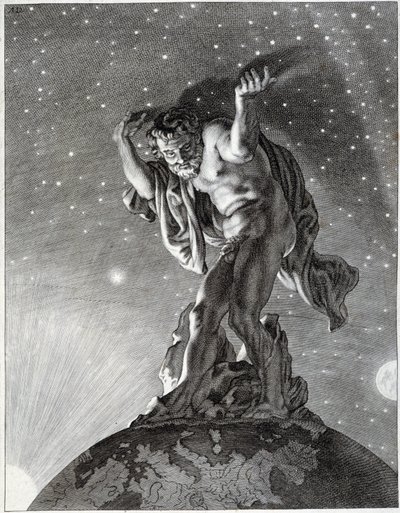 Atlas die de hemel ondersteunt door Unknown artist
