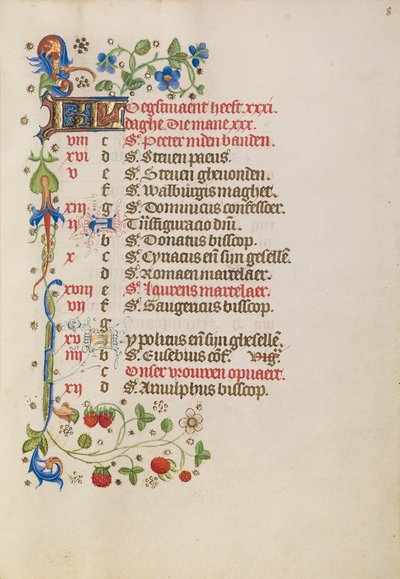 Augustus kalenderpagina door Unknown artist