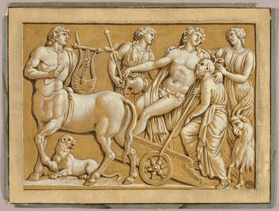 Bacchus in zijn wagen met bedienden door Unknown artist