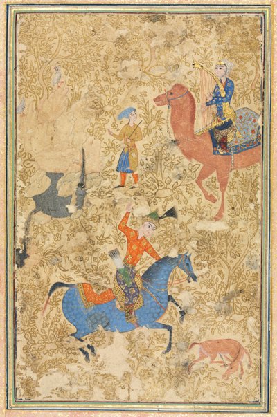 Bahram Gur en Azada, uit een Shahnama (Boek der Koningen) van Firdausi door Unknown artist