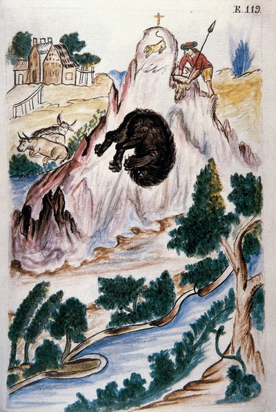 Berenjacht, uit het boek "Trujillo del Peru" of "Códice Martínez Compañón", door Baltazar Martinez Compañón y Bujanda, bisschop van Trujillo (1782-1785) door Unknown artist
