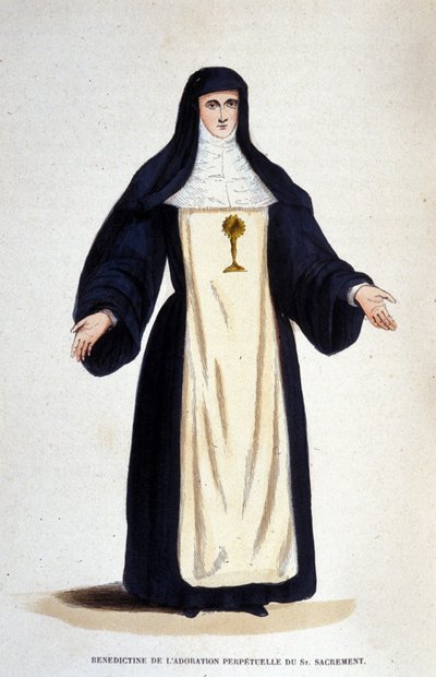 Benedictijn van de eeuwigdurende aanbidding van het Heilig Sacrament, een orde opgericht door Catherine de Bar in Parijs in 1654. door Unknown artist