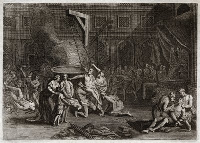 Bijbel van Royaumont, Oude Testament: Martelaarschap van de Machabeeën. De zeven broers Maccabeeën worden gemarteld in plaats van hun eigen geloof te verraden. Illustratie uit 1811. door Unknown artist