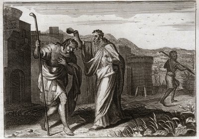 Royaumont Bijbel, Oude Testament: Rite van Saul. Samuel, in opdracht van God, heiligde Saul tot koning van de Joden. Illustratie uit 1811. door Unknown artist