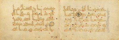 Bifolium uit een fragment van de Koran (fols. 1 en 2) door Unknown artist