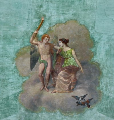 Vogels, en Cupido en Psyche (detail) door Unknown artist