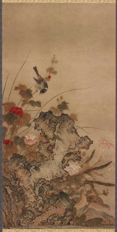Vogels en bloemen door Unknown artist