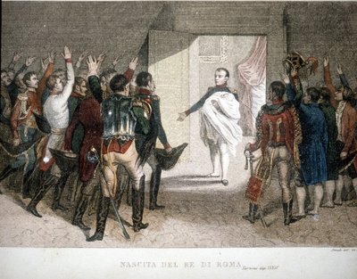 Geboorte van de Koning van Rome: Napoleon II (Francis Charles Joseph Napoleon Bonaparte), zoon van keizer Napoleon I (1769-1821). 1811-1832. door Unknown artist