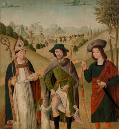 Bisschop Heilige, Sint Rochus en Sint Sebastiaan door Unknown artist