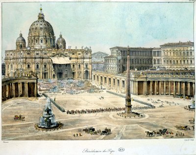 Zegen van de Paus vanuit St. Pieter van Rome, ca. 1820 door Unknown artist