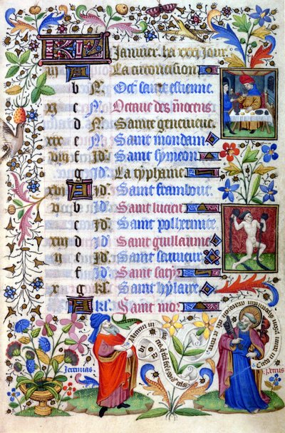 Getijdenboek uit de 15e eeuw. De maand januari. Milaan, Biblioteca Trivulziana. door Unknown artist