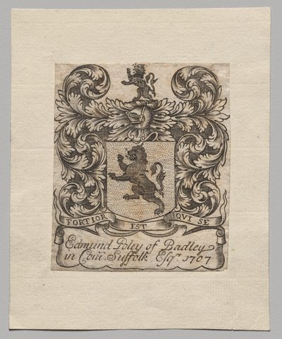 Boekplaat: Edmund Poley van Badley door Unknown artist