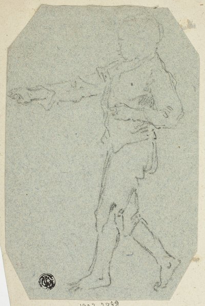 Wandelende jongen in profiel door Unknown artist