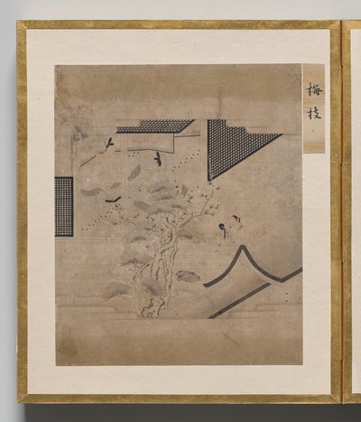 Tak van pruim uit Album van Illustraties voor het Verhaal van Genji door Unknown artist