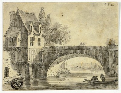 Brug met Huis door Unknown artist