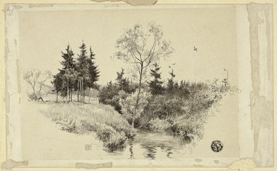 Beek in Bos door Unknown artist