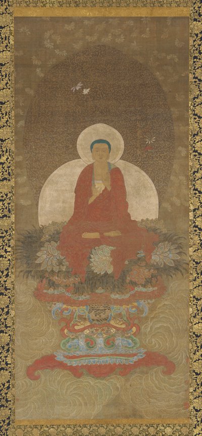 Boeddha op een mat van Kusa-gras door Unknown artist