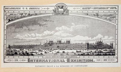 Gebouw opgericht ter nagedachtenis aan het eeuwfeest (1776-1876) op de Philadelphia Internationale Tentoonstelling door Unknown artist