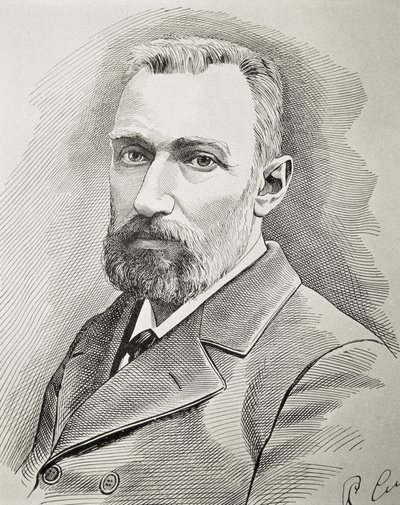Pierre Curie (1859-1906). Franse natuurkundige. Portret van 1898. Gravure. door Unknown artist