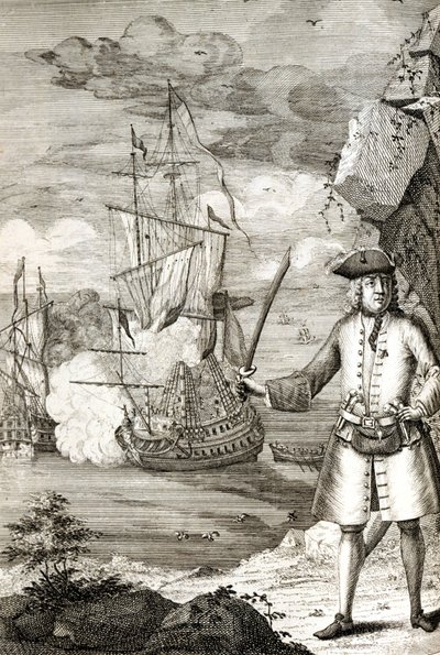 Kapitein Henry Avery neemt een van de schepen van de Grote Moghul door Unknown artist