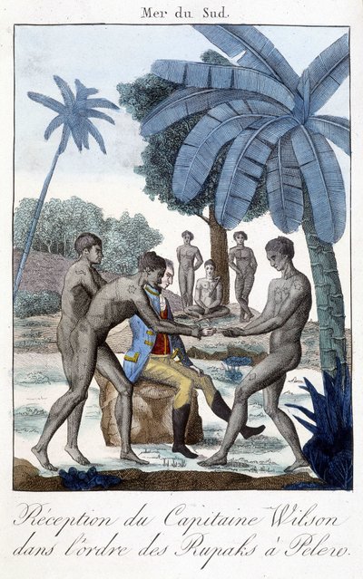 De ontvangst van kapitein Wilson in de orde van de Rupaks aan Pelero. door Unknown artist