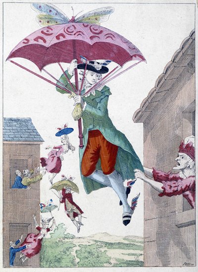 Cartoon over het idee om weg te vliegen door Unknown artist