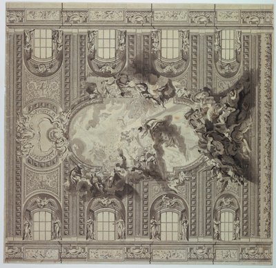 Plafond van de Kerk van het Gesù, Rome, Italië door Unknown artist