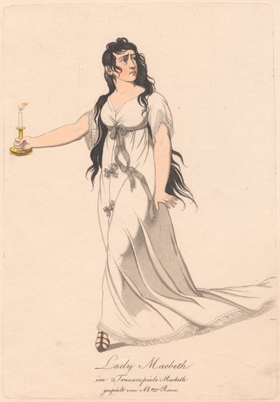 Personages uit een Duitse productie van Macbeth (een van zes etsen) door Unknown artist