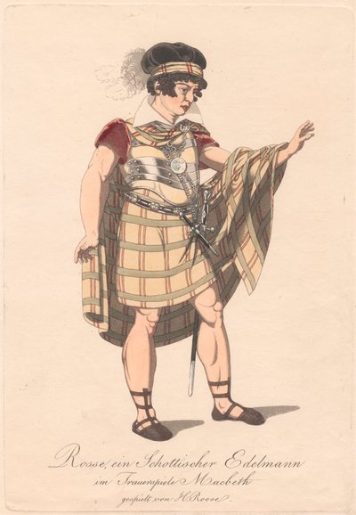 Personages uit een Duitse productie van Macbeth (een van zes etsen) door Unknown artist